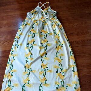 Gulang Womans Maxi Summer Foral Sleeveless Dress Yellow, White,  Green Sz XL